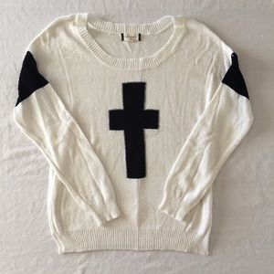 White and Black Cross Sweater